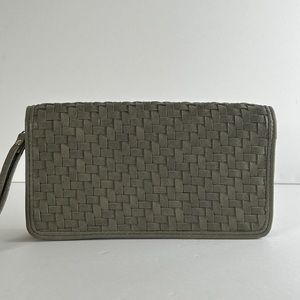 Madison West Wristlet Gray / Taupe Woven Women Wallet Clutch